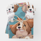 Feuille De Papier Cadeau Chiots mignons de Kawaii (En situation)