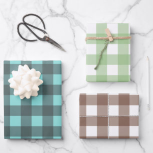 Feuille De Papier Cadeau Chistmas tendance vert bleu et marron motif
