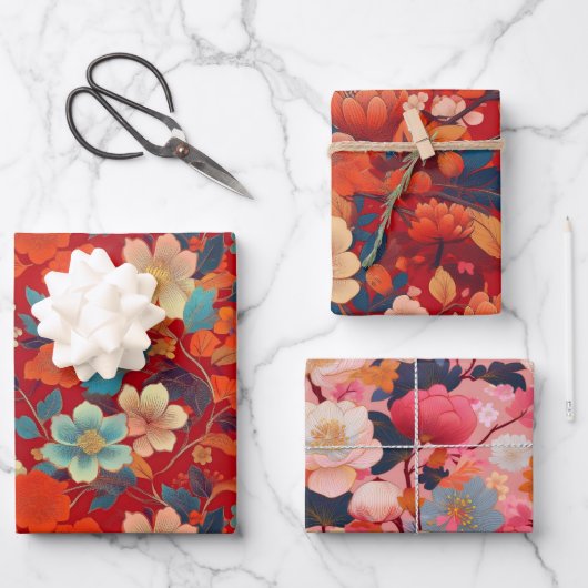 Feuille De Papier Cadeau Chiyogami Yuzen Washi Style motif (Recto)