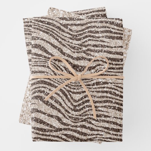 Feuille De Papier Cadeau Chocolat Brown crème Blush Zebra Parties scintilla (En situation)