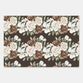 Feuille De Papier Cadeau Chocolat Brown crémeux Fleur Anniversaire (Devant 3)