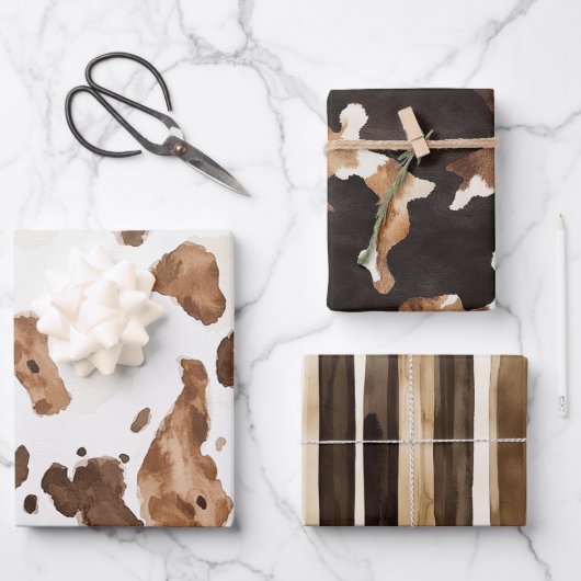 Feuille De Papier Cadeau Chocolat Brown crémeux Vache Imprimer Animal Anniv (Recto)