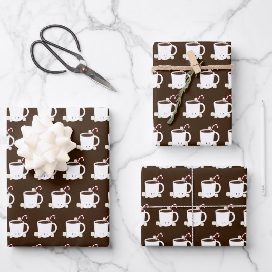 Feuille De Papier Cadeau Chocolat chaud doux Noël Brown (Recto)