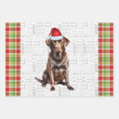 Feuille De Papier Cadeau Chocolat Lab Chien rouge et vert Plaid Noël (Devant)