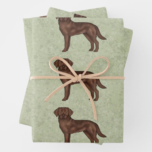 Feuille De Papier Cadeau Chocolat Labrador Retriever Lab Chien Motif Vert (En situation)