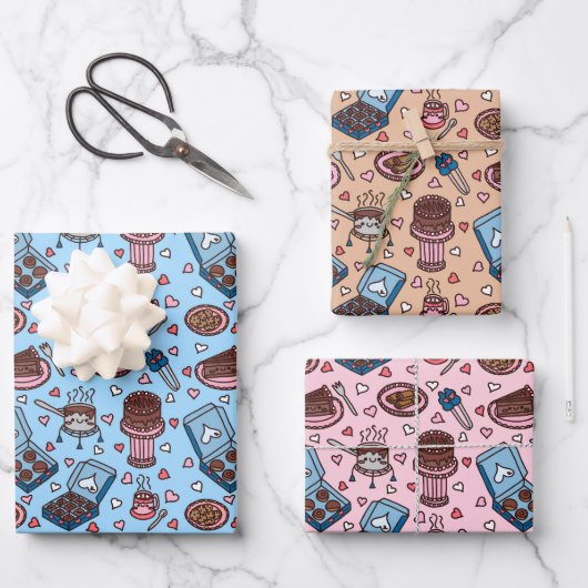 Feuille De Papier Cadeau Chocolate theme cute wrapping paper sheets (Recto)