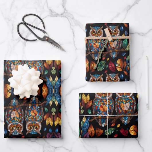 Feuille De Papier Cadeau Chouette (Recto)