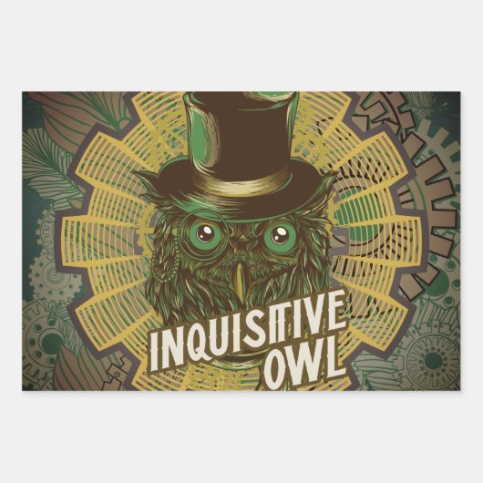 Feuille De Papier Cadeau Chouette à vapeur (Devant 3)