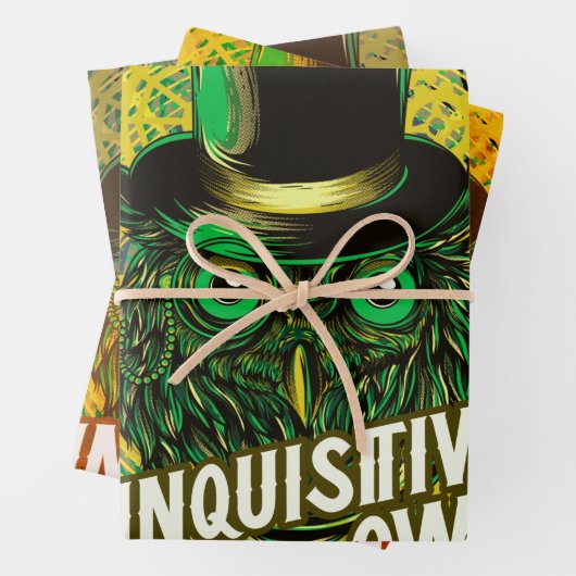 Feuille De Papier Cadeau Chouette à vapeur (En situation)