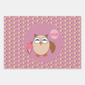 Feuille De Papier Cadeau Chouette d'anniversaire de l'âge personnalisé (Devant)