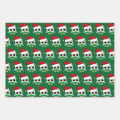 Feuille De Papier Cadeau Chouette de Noël verte (Devant)