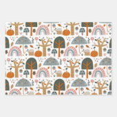Feuille De Papier Cadeau Chouette et forêt (Devant 3)