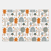 Feuille De Papier Cadeau Chouette et forêt (Devant 2)