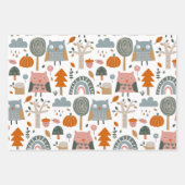 Feuille De Papier Cadeau Chouette et forêt (Devant)