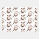 Feuille De Papier Cadeau Chouette rose enchantée Anniversaire (Devant 2)