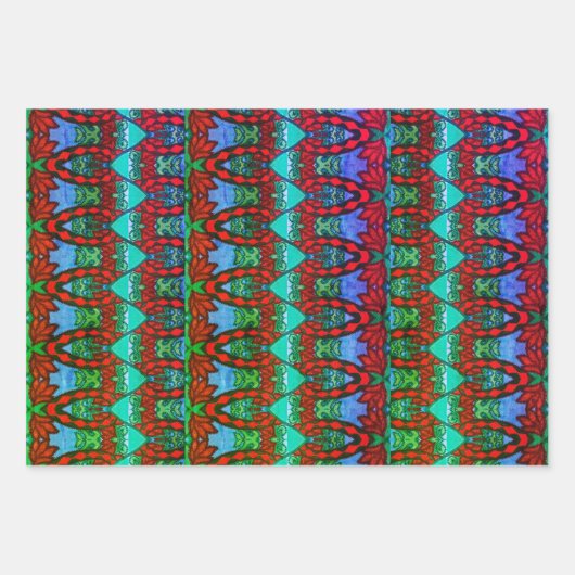 Feuille De Papier Cadeau Chouette tribale et chat (Devant 2)