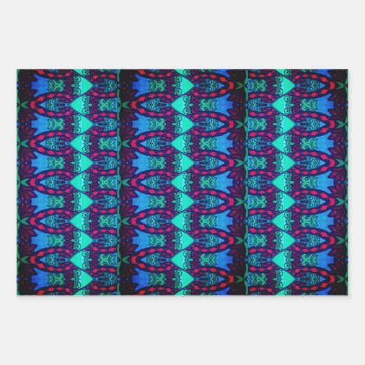 Feuille De Papier Cadeau Chouette tribale et chat (Devant)