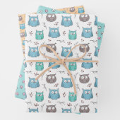 Feuille De Papier Cadeau Chouettes (En situation)