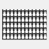 Feuille De Papier Cadeau Chouettes à l'anniversaire bleu et noir (Devant 2)