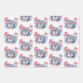 Feuille De Papier Cadeau Chouettes amoureuses assis sur une branche d'arbre (Devant)