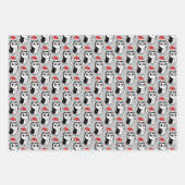 Feuille De Papier Cadeau Chouettes de Noël lunaires (Devant 2)