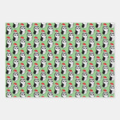 Feuille De Papier Cadeau Chouettes de Noël lunaires (Devant)