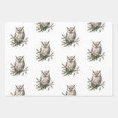 Feuille De Papier Cadeau Chouettes et fleurs rustiques (Devant)