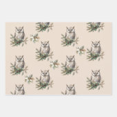 Feuille De Papier Cadeau Chouettes et fleurs rustiques (Devant 2)
