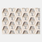 Feuille De Papier Cadeau Chouettes Mariage Félicitations Ajouter Noms Migno (Devant 2)