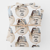 Feuille De Papier Cadeau Chouettes Mariage Félicitations Ajouter Noms Migno (En situation)