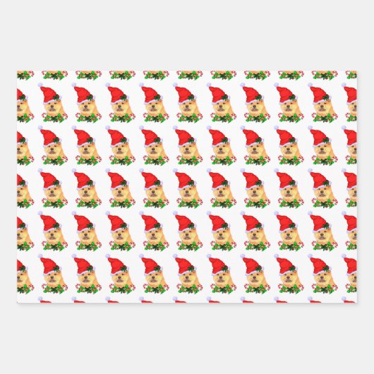 Feuille De Papier Cadeau Chow Chow Noël (Devant 3)
