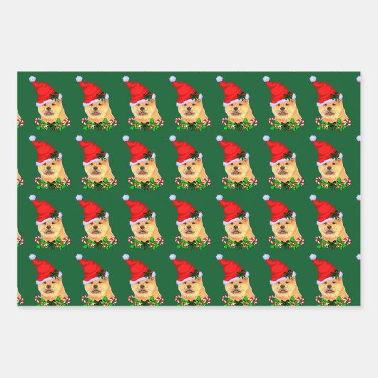 Feuille De Papier Cadeau Chow Chow Noël (Devant 2)