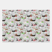 Feuille De Papier Cadeau Christmas Basset Hound (Devant 3)