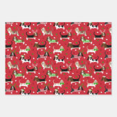 Feuille De Papier Cadeau Christmas Basset Hound (Devant)