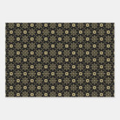 Feuille De Papier Cadeau Christmas Black And Gold Snowflake Pattern (Devant)