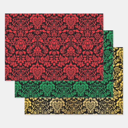 Feuille De Papier Cadeau Christmas Brocade Dark Trio (Lot)