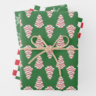 Feuille De Papier Cadeau Christmas Cake Wrapping Paper Set of 3 Patterns