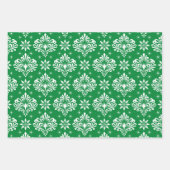 Feuille De Papier Cadeau Christmas Damask Pattern on Custom Background (Devant 3)