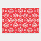 Feuille De Papier Cadeau Christmas Damask Pattern on Custom Background (Devant)