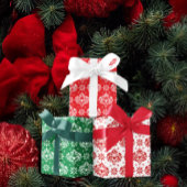 Feuille De Papier Cadeau Christmas Damask Pattern on Custom Background