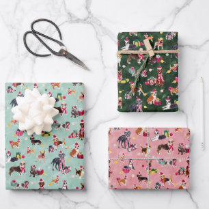 FEUILLE DE PAPIER CADEAU CHRISTMAS DOG CUTENESS