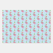 Feuille De Papier Cadeau Christmas Flamingo Pattern Blue (Devant 3)