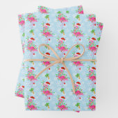 Feuille De Papier Cadeau Christmas Flamingo Pattern Blue (En situation)