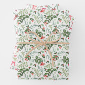 Feuille De Papier Cadeau Christmas foliage trellis and bows in red & green (En situation)