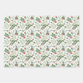 Feuille De Papier Cadeau Christmas foliage trellis and bows in red & green (Devant)