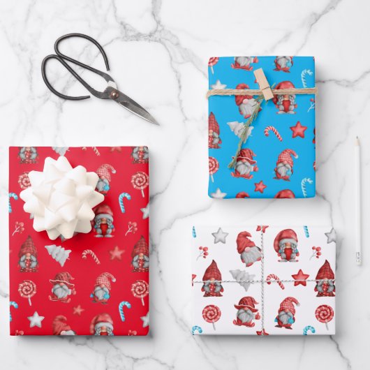 Feuille De Papier Cadeau Christmas Gnomes (Recto)