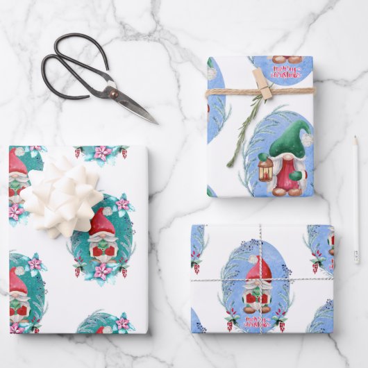 Feuille De Papier Cadeau Christmas Gnomes (Recto)