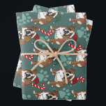 Feuille De Papier Cadeau Christmas Holiday English Bulldog<br><div class="desc">Mignonne chien taureau de Noël</div>