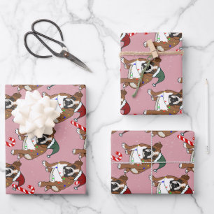 Feuille De Papier Cadeau Christmas Holiday English Bulldog