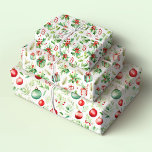 Feuille De Papier Cadeau Christmas Holly, Presents et Ornements<br><div class="desc">Ces belles et élégantes feuilles de papier d'emballage sont polyvalentes et peuvent être utilisés pour donner des cadeaux ou des projets d'art et d'artisanat. Ils sont parfaits pour Noël et la période des fêtes. Le design présente des cadeaux de Noël couleur aquarelle rouge et verte, des saints et des ornements....</div>